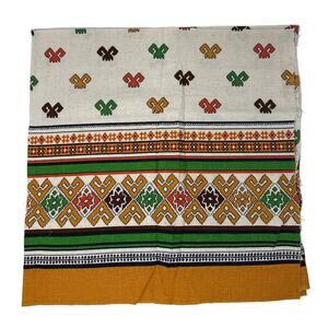 Vintage 60s Fabric Native Inspired Cotton Fabric Border Print 42x42